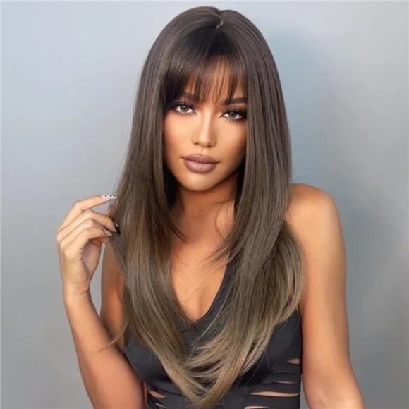 Other - NEW WOMEN WIGS - layered Brown balayage straight wig
